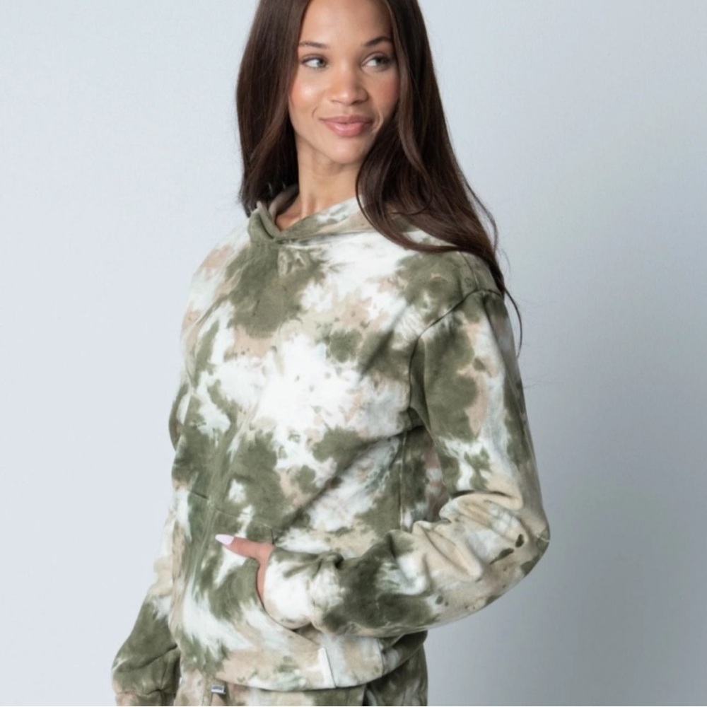 TALENTLESS Camo green brown Tie Dye Heavy weight oversized Hoodie Small